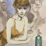 Ragazza al tavolo del bar