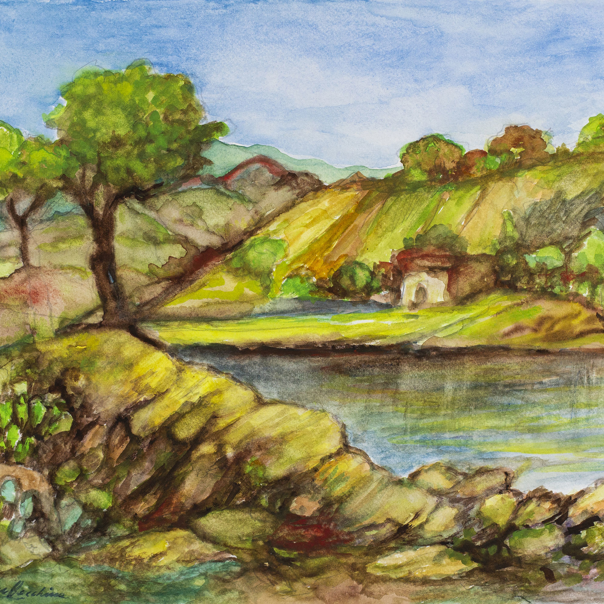 Gianbecchina Sul monte Caldera, acquerello 1985, 36x48 cm copia Sul monte Caldera - immagine 1
